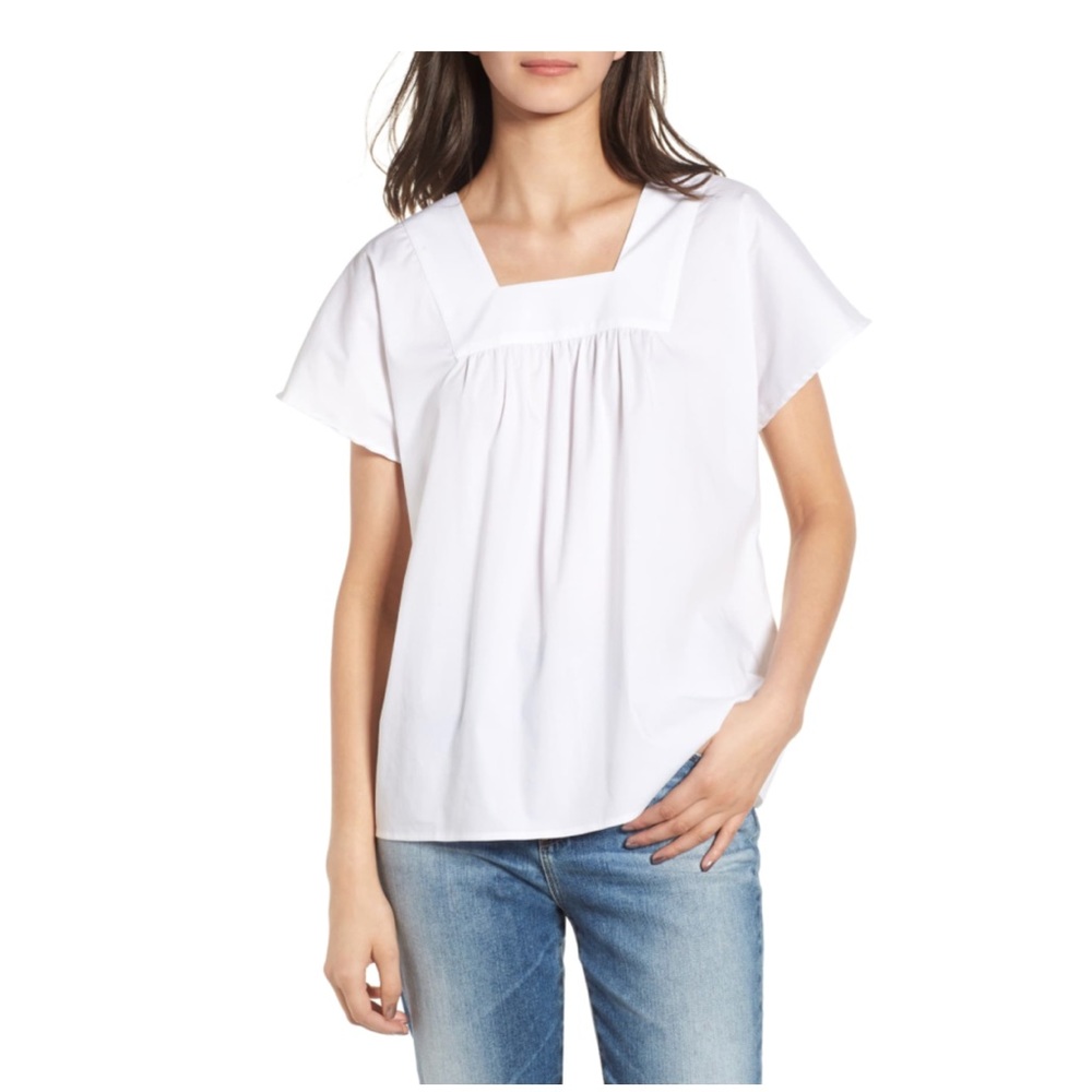 Hinge | square neck poplin top